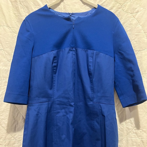 Akris Punto Baumwolle-Cotton Blue Dress w/ Zip Front A-Line Pleats Sz10Authentic - Picture 5 of 13